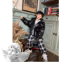 儿童中大童多样穿机能潮牌羽绒服潮流亮面经典美式袖子可拆卸外套