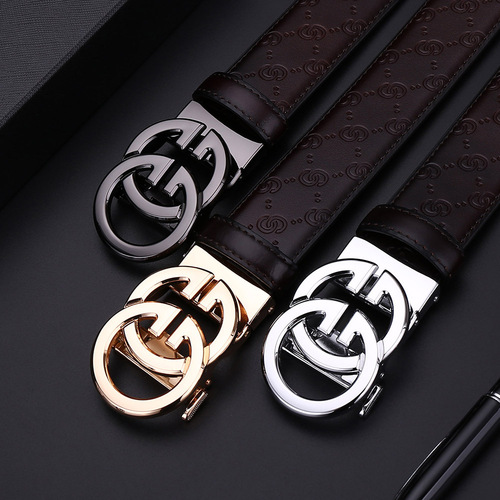 Dropshipping high-end men's genuine leather belt with automatic buckle cowhide belt factory direct sale trousers belt versatile casual