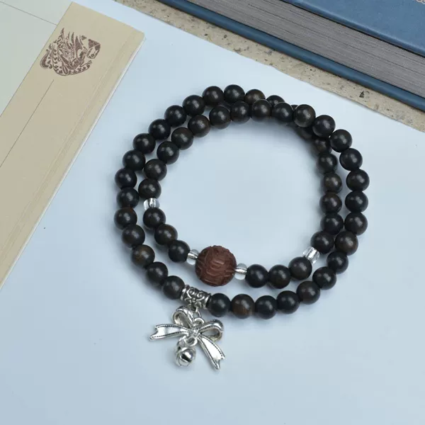 ChenGuibao 6mm Double Bracelet XueTan SixWords + Yinse Hudiejie