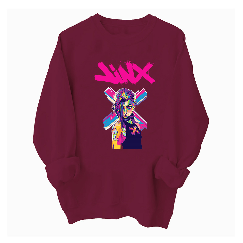 Jinx Arcane Pop Art Sweatshirt Harajuku Round Neck Long Slee
