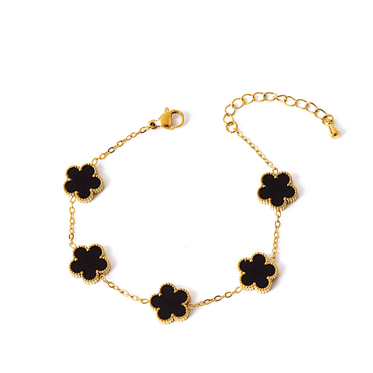Estilo francés joyería fresca Concha flor pulsera titanio acero aretes traje cinco hojas flor collar no-decoloración joyería para las mujeres