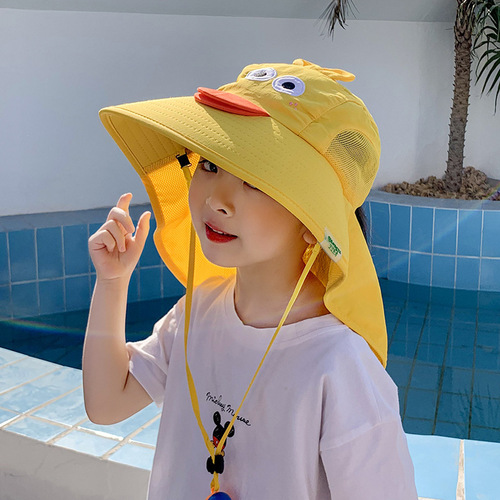 Outdoor children's sun hat for shopping, cute sun hat for men and women, summer neck protection, sun protection, fisherman hat, large brim hat
