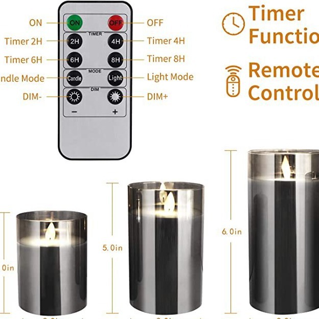Cáscara de vidrio lámpara de vela electrónica con control remoto vela LED transfronteriza sin humo accesorios de ambiente de decoración navideña