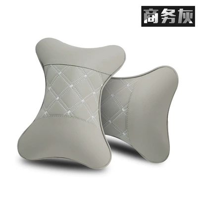 of leather car pillow bone: Headrest - a-pair-of-embroidered-headrests-grey