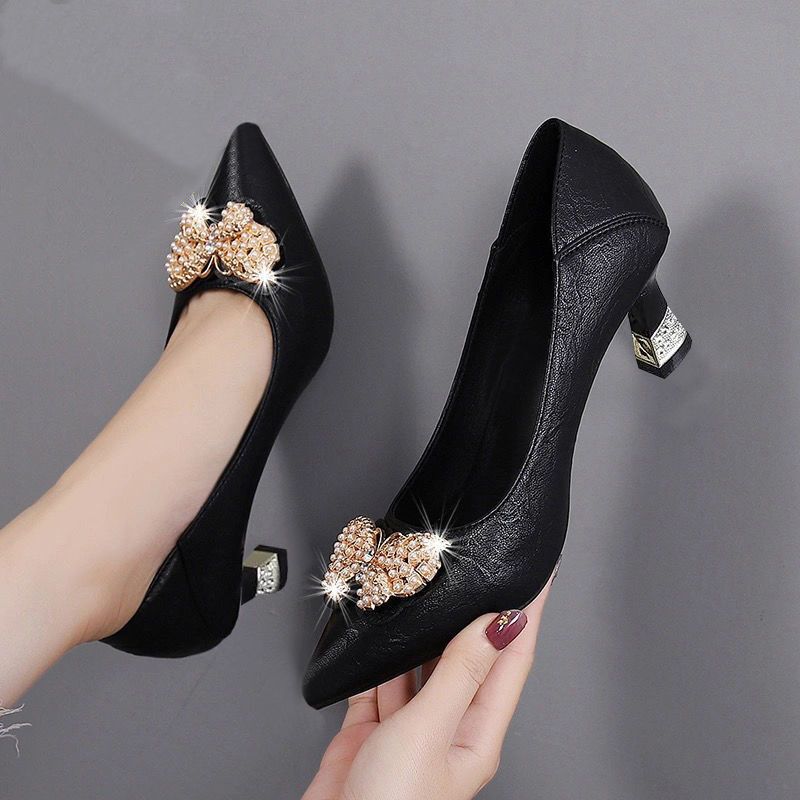 Broken Size Special Offer Women's Shoes 2023 Spring New High Heels Women's Stiletto Heel Pointed Internet Popular Professional Work Shoes All-match Single-layer Shoes