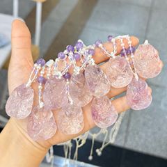原创新款紫晶九尾狐吊坠双面雕刻项链女锁骨链闺蜜款礼物夏季百搭