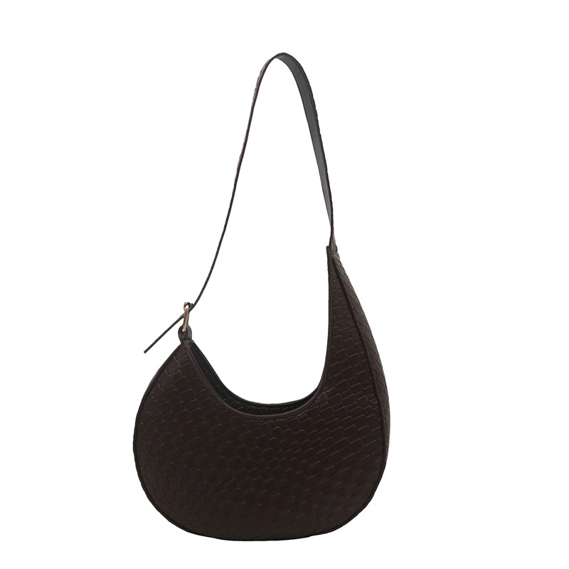 Bolsa de media luna francesa de tejido para mujeres 2025 nueva tendencia correa de hombro ancha textura de moda bolso de hombro bolso debajo de la axila