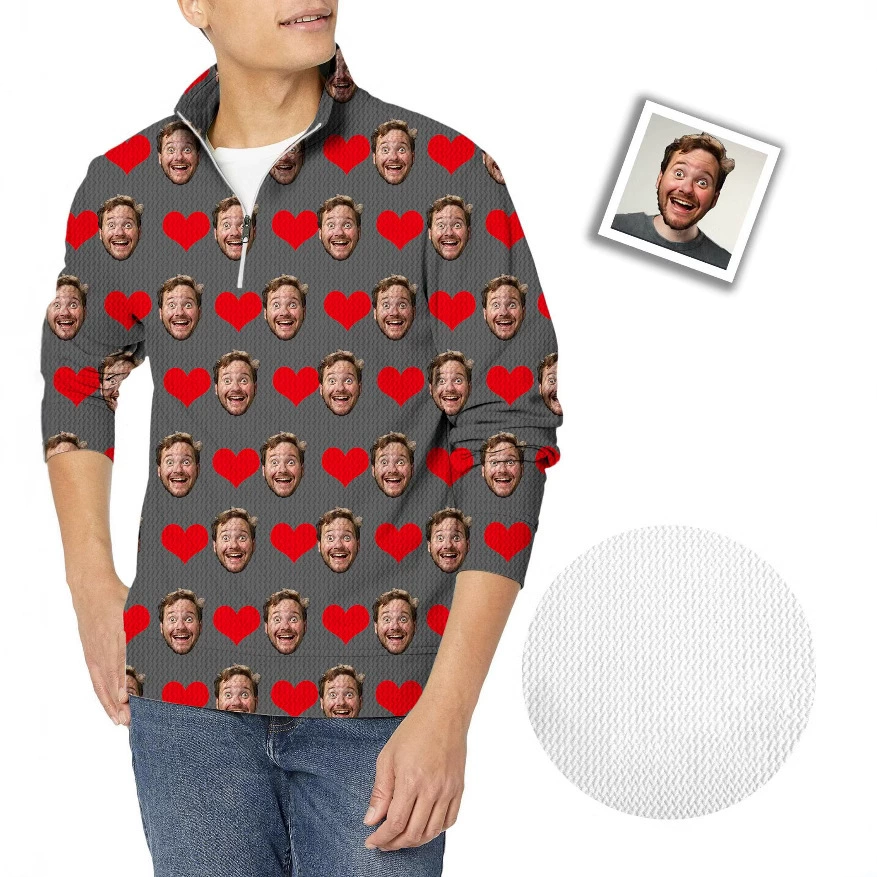 Polo застежка-молния с длинными рукавами заменяет человеческое лицо мужская пуговица с короткими рукавами custom face photo