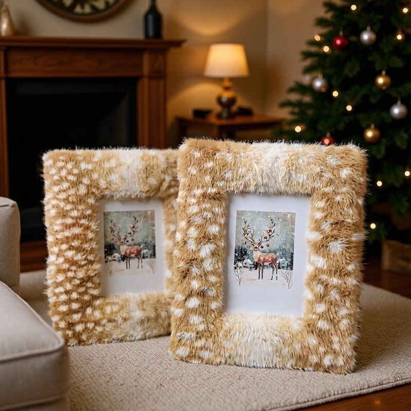 Original Imitation Sika Deer Plush Photo Frame Stand, Exquisite and Creative Plush Photo Frame Mrj009