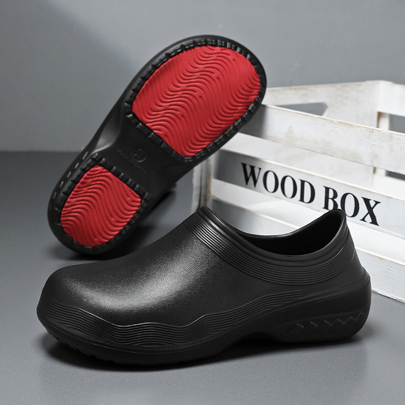Wholesale Hole-Free Crocs Men's Non-Slip Wear-Resistant Rubber Work Shoes Hotel Canteen Restaurant Waterproof Chef Shoes for Men