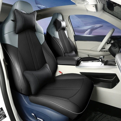 Modelə uyğun (Original) oturacaq örtükləri all-inclusive five-seat SUV cross-border seat cover - black-gray-deluxe-edition-remarks-model-year-rear-half-pack
