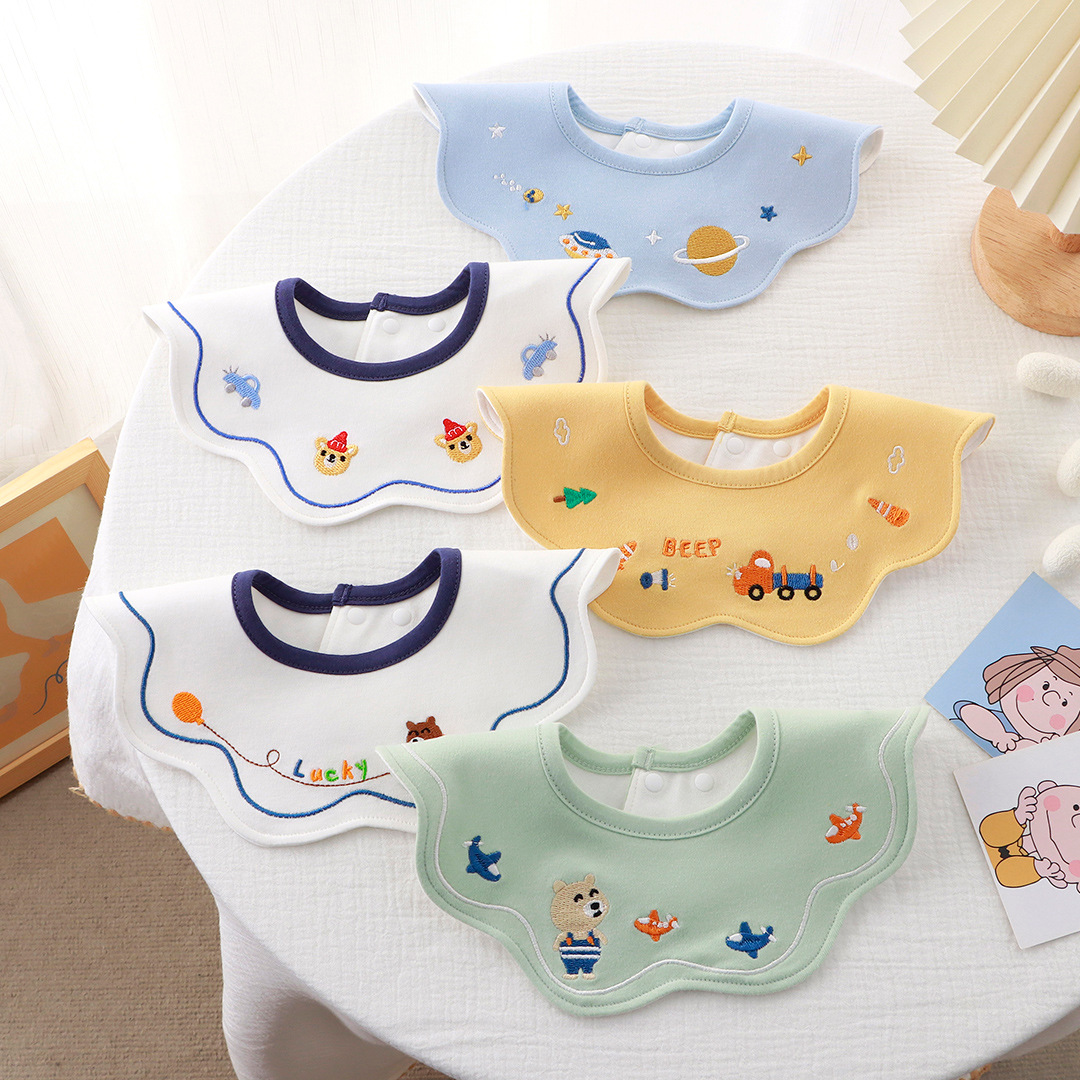 Wholesale 7A Antibacterial and Waterproof Class a Pure Cotton Bib Baby Petal Saliva Pocket K-Style Baby Anti-Vomiting Saliva Napkin