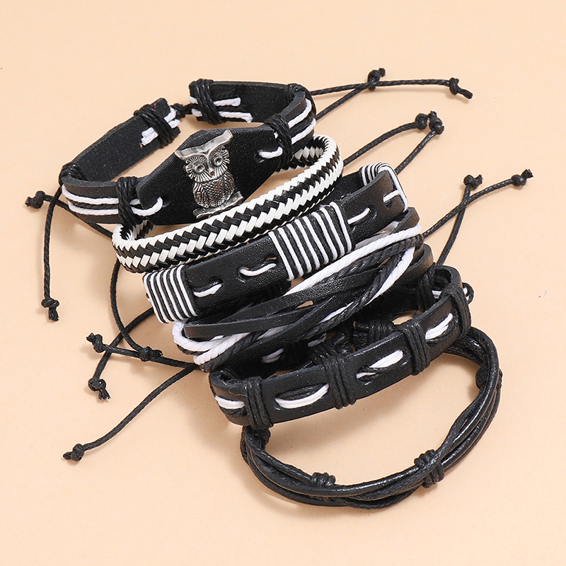 simple multi-layer retro woven leather bracelet