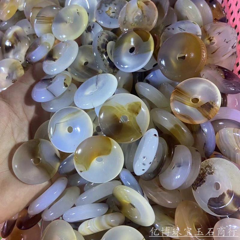 卸売り海洋花玉髄平安ボタン玉高氷海洋瑪瑙平安ボタンペンダント水草花瑪瑙ペンダント|undefined