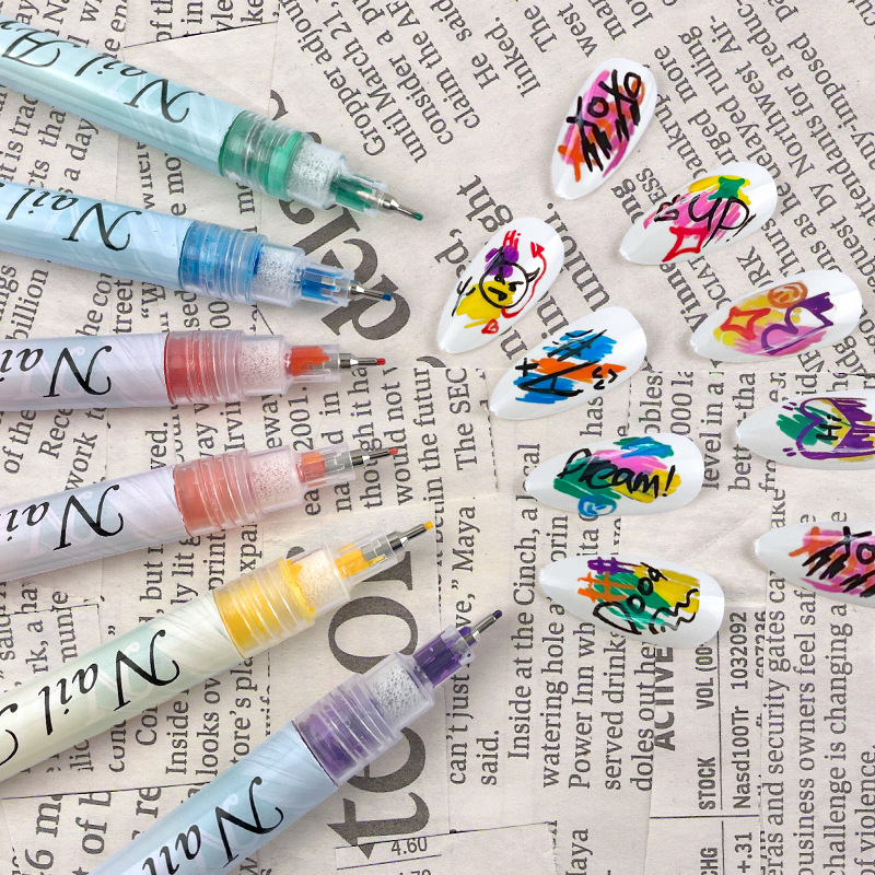Graffiti uñas pintura pluma 12 colores traje acrílico pluma acuarela pintura ultra fina NIB uñas pintura flor uñas herramientas