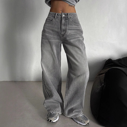 Casual Straight Leg 2025 Retro Denim Jeans for Women Loose Spring and Autumn Long Drape High-Waist Stylish Trendy New Pants Wide Leg