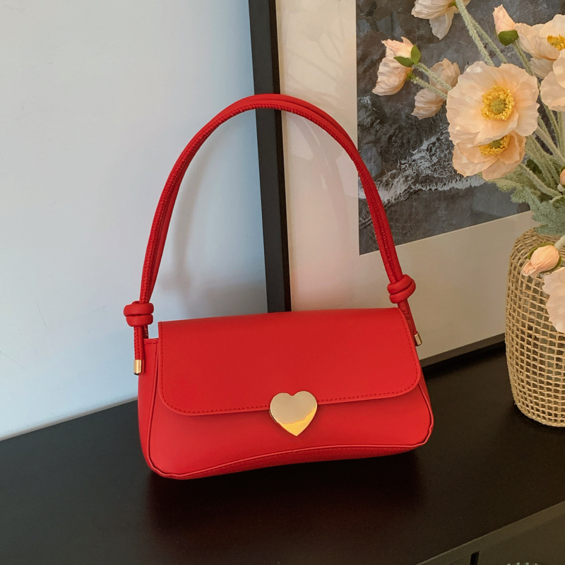 Bolsos de mujer simples mujeres 2024 otoño nuevo bolso casual de color sólido textura amorosa bolsa de hombro elegante