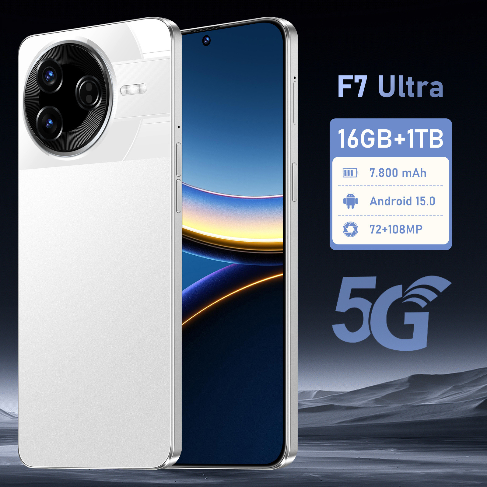New Cross-Border Mobile Phone F7 Ultra High-Definition Screen Android 16+1Tb Smart 5g Mobile Phone Source Factory Price Wholesale