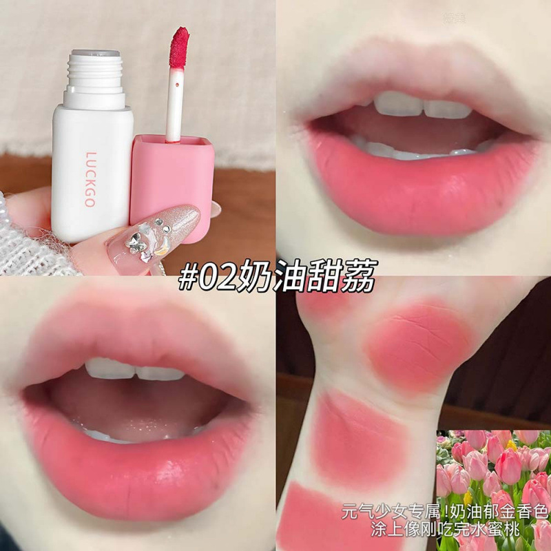 LUCKGO Candy Story Lippaste suave glutinoso terciopelo niebla mate diaria baja saturación maquillaje transfronterizo para estudiantes