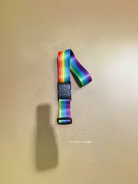 TSA code lock luggage strap, rainbow printed nylon travel suitcase fastening strap, anti-theft luggage strap, adjustable