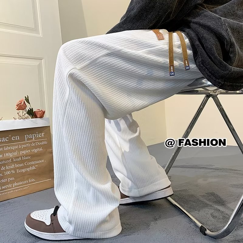 Pantalones de chándal hombres primavera y otoño verano 2023 delgada suelta recta estilo japonés moda drapeado hombres pantalones largos ocasionales