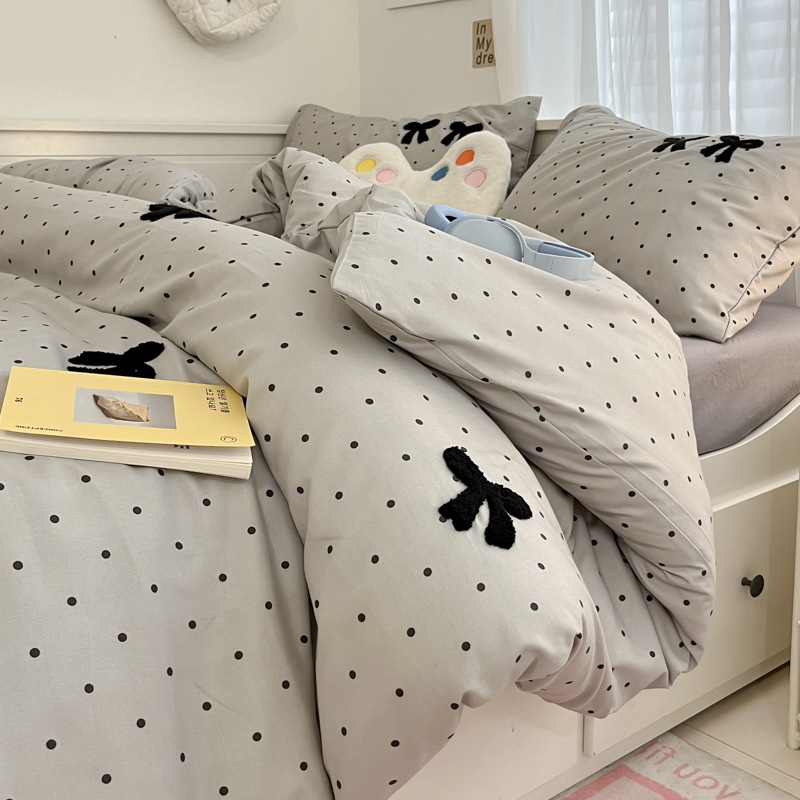 보우 폴카 도트 그레이