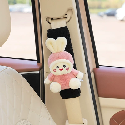 protective cover adjuster car interior – Seat belt shoulder pad - strawberry-rabbit-three-dimensional-black-shoulder-pads