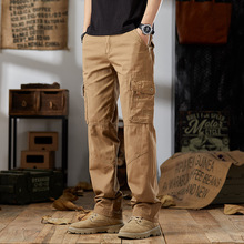 春秋美式迷彩休闲多袋宽松拉链束脚长裤子男秋季青年潮牌工装裤男