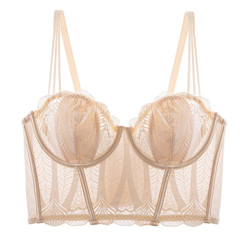 Belleza espalda ropa interior orejas de conejo sujetador espina de pescado pecho grande adelgazamiento ropa interior delgada anti-flacidez encaje francés ropa interior