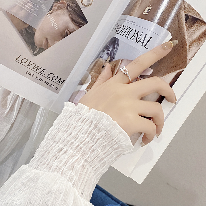 Casual U Shape Sterling Silver Irregular Plating Open Ring 1 Piece