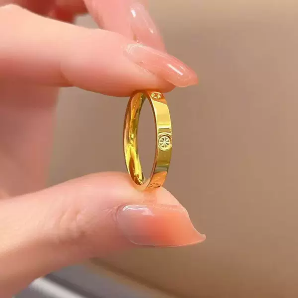 Shake the sound of small red book hot 3mm aperture plain ring 18k meters small Joker high sense simple lovers ring