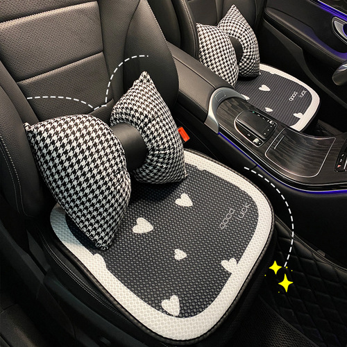 Car Seat Cushion Summer Universal Style Ice Silk Breathable Simple Love Seat Cushion Car Interior Lumbar Headrest Women