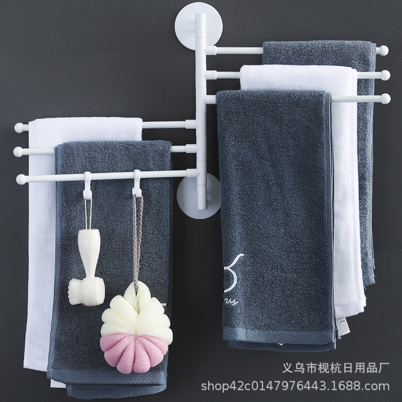 No-Drill Towel Rack Bathroom Slipper Storage Rack Toilet Kitchen Cloth Storage Wall-Mounted New Chinese Style