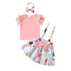 Children's summer cartoon set, dress for princess, 3 piece set, European style