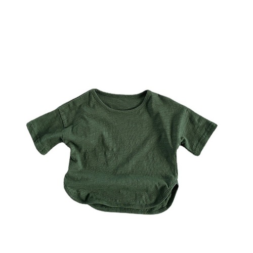 Bamboo cotton short-sleeved T-shirt 2024 summer Korean version for boys and girls, versatile pure cotton personalized T-shirt, baby tops, children's clothing trendy