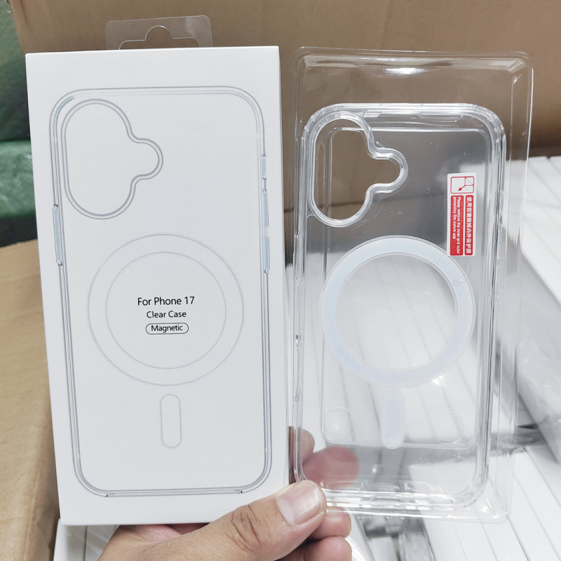 透明亚克力Magsafe磁吸手机壳 适用苹果17PRO直边透明防摔太空壳|undefined