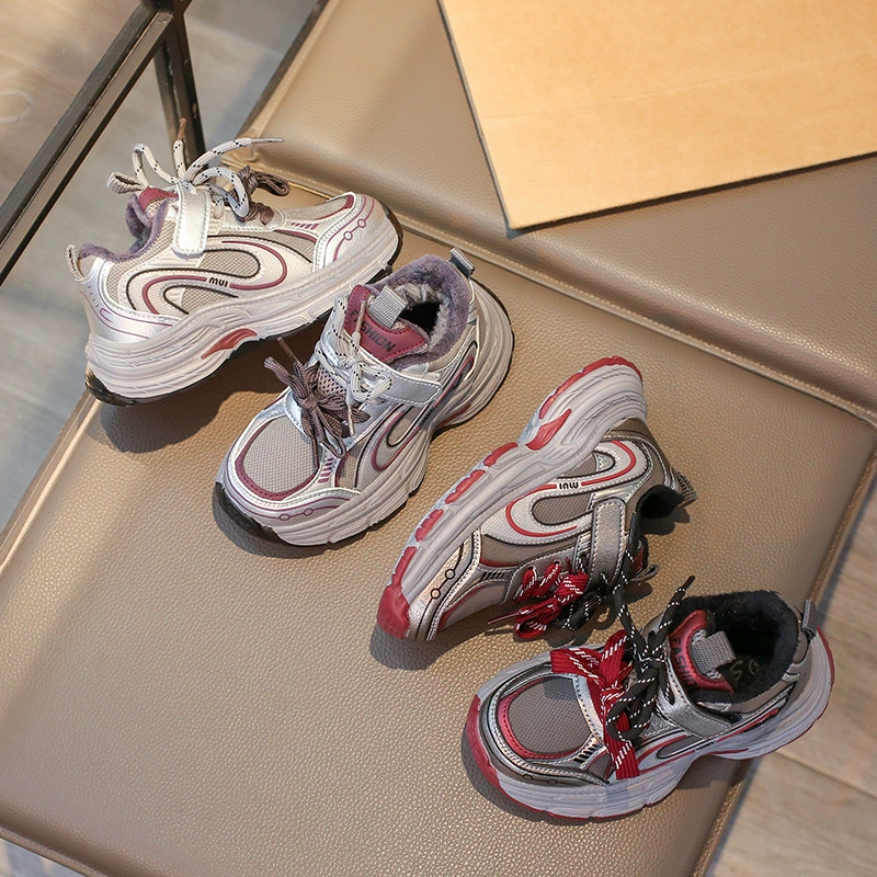 Спортивная обувь для девочек 2024 зимний новый мальчик хлопок легкая обувь на мягкой подошве