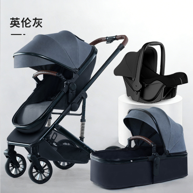 Personalizado alto paisaje cochecito de bebé se puede sentar y acostarse plegable cuatro estaciones cochecito de bebé universal cuatro ruedas antichoque coche bb