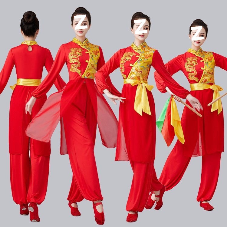 新款打鼓演出服民族锣鼓队腰鼓大鼓水鼓舞蹈服中国风喜庆龙纹套装