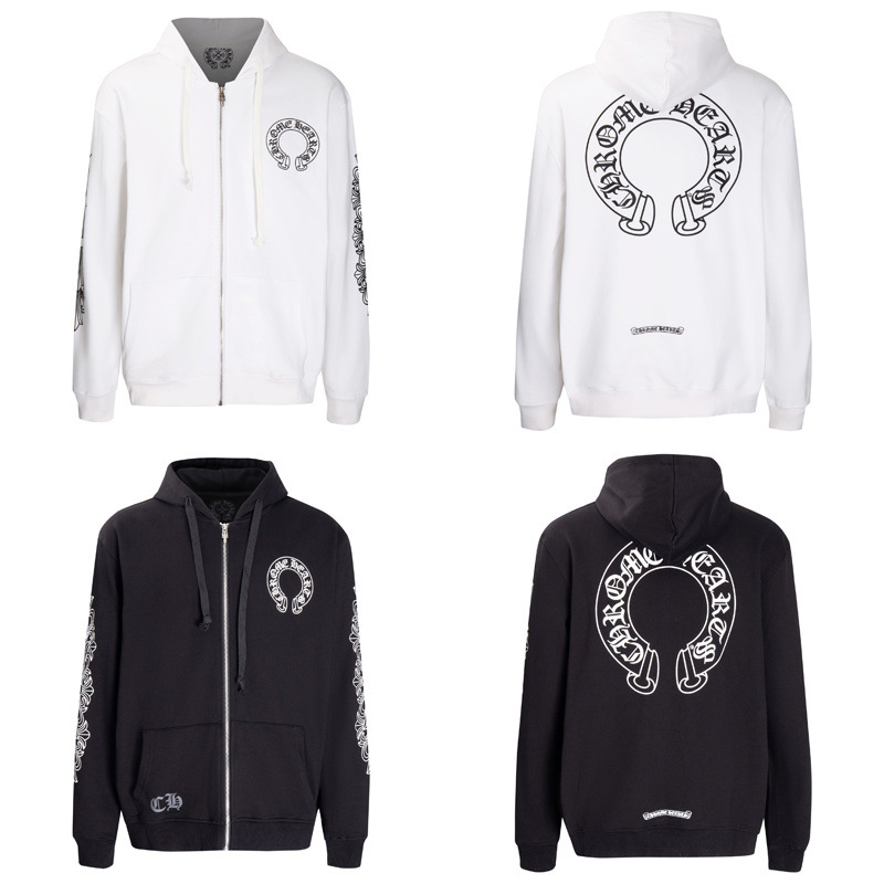 Transfronterizo solo para tres marcas completas CH Cro Street tide sánscrito crucifijo chaqueta con sombrero con cremallera fábrica de stock de cabello directo