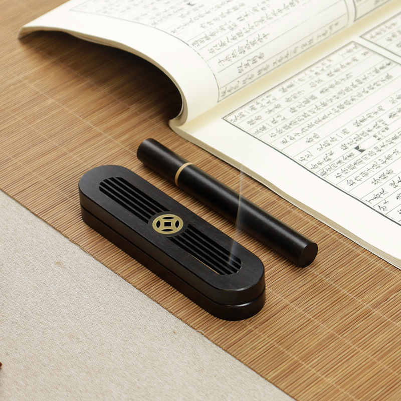 黑檀木香炉随身携带香盒便捷线香盒家用室内线香炉香道摆件卧香炉