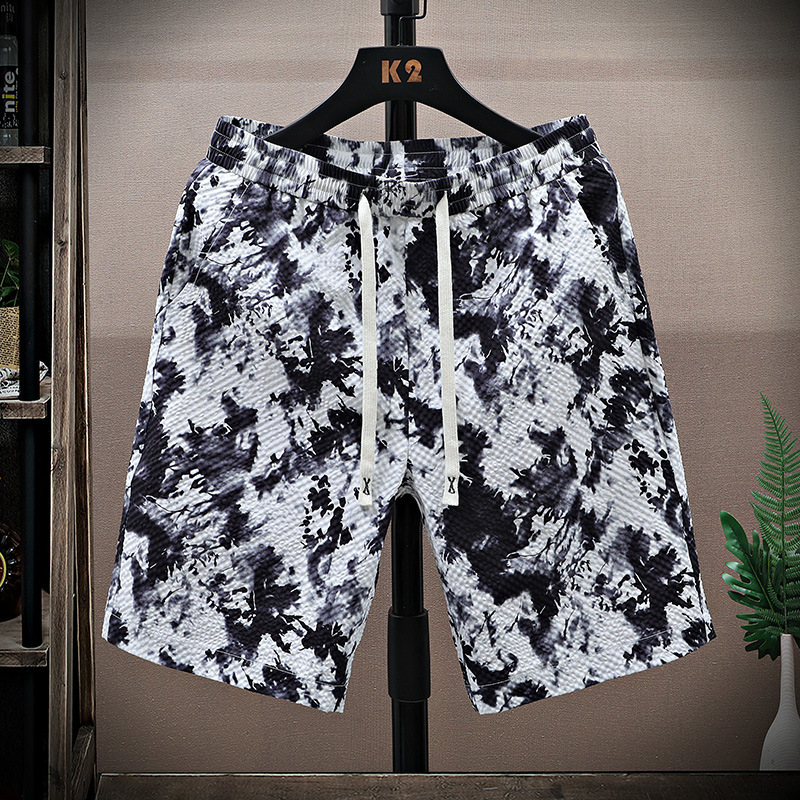 Men's Casual Shorts Summer New Trendy Color-Blocked Five-Point Sports Shorts Loose Beach Shorts Men's Large Shorts