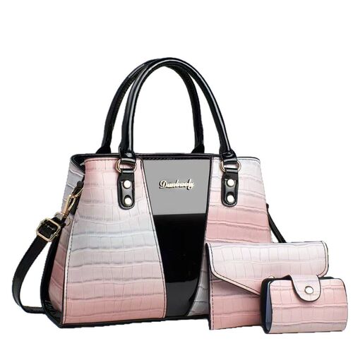 Women's Leather Handbag Set of 3, Large Capacity, Fashionable and Versatile, with Crocodile Texture Embossing, Stylish and Trendy