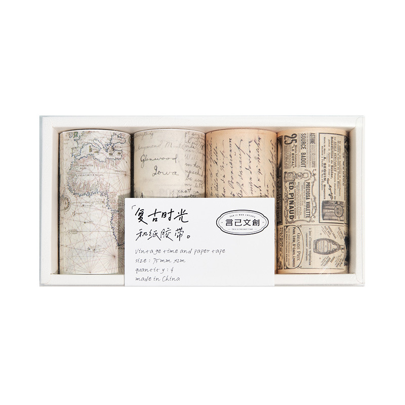Yan Ji y cinta de papel traje retro Time Series carta Inglés Mapa Diario material pegatinas 4 involucrados