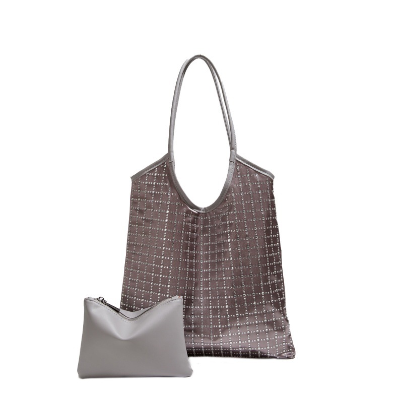 Bolso Tote popular de este año, nuevo bolso femenino de verano 2025, bolso a cuadros con diamantes, bolso de hombro de gran capacidad para niños y madres