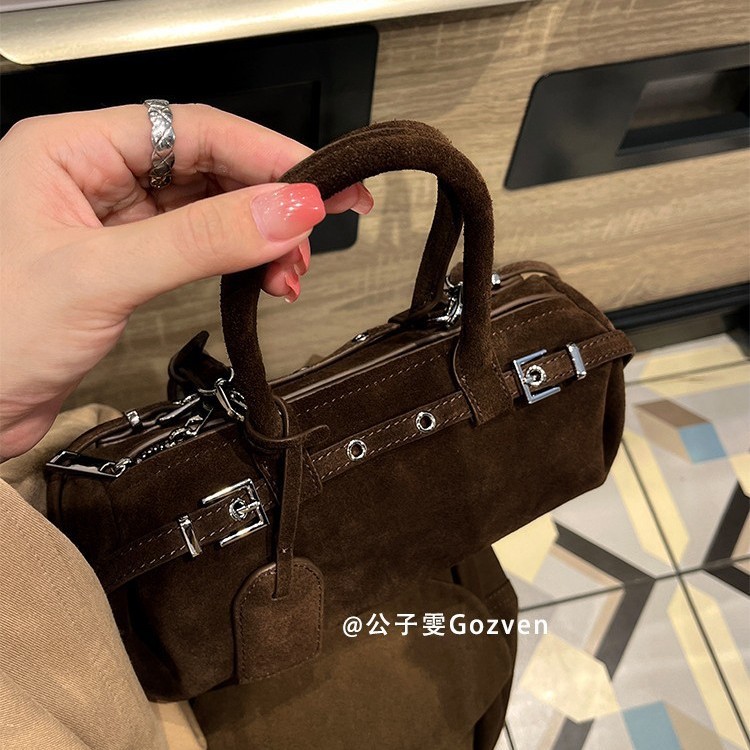 Zhao Lusi Style Baguette Bag 2025 New Genuine Leather Retro Luxury Biker Style Handbag Shoulder Bag - Thumbnail 2