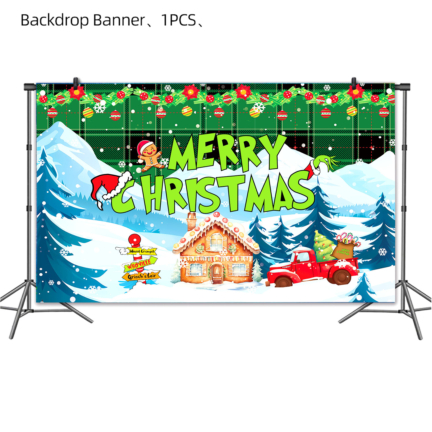 Nuevo tema transfronterizo de Navidad Grinch cubiertos de fiesta de cumpleaños bandeja de papel desechable toallas de mesa decoración banner