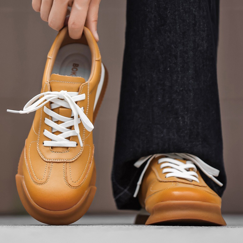 [Cuero de vaca de cabeza] Nuevos zapatos de cuero genuino de moda de Dexun Agan transpirables deportivos casuales