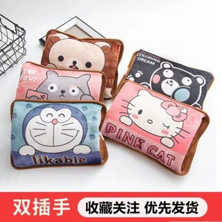 厂家批发充电热水袋可爱卡通暖手宝双插手暖水袋现货欧规圆插外贸