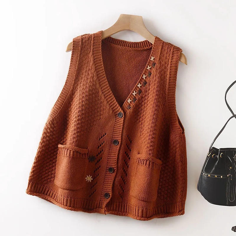 Layered Vest Knitted Vest Women's New Top Spring and Autumn Retro Sweater Outer Autumn and Winter Artistic Loose Waistcoat Layered Vest Knitted Vest Women's New Top Spring and Autumn Retro Sweater Outer Autumn and Winter Artistic Loose Waistcoat